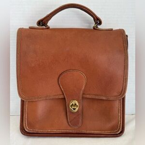 Vintage Coach 401 Willis Leather Turnlock Satchel Tan Brown Bag Purse-READ